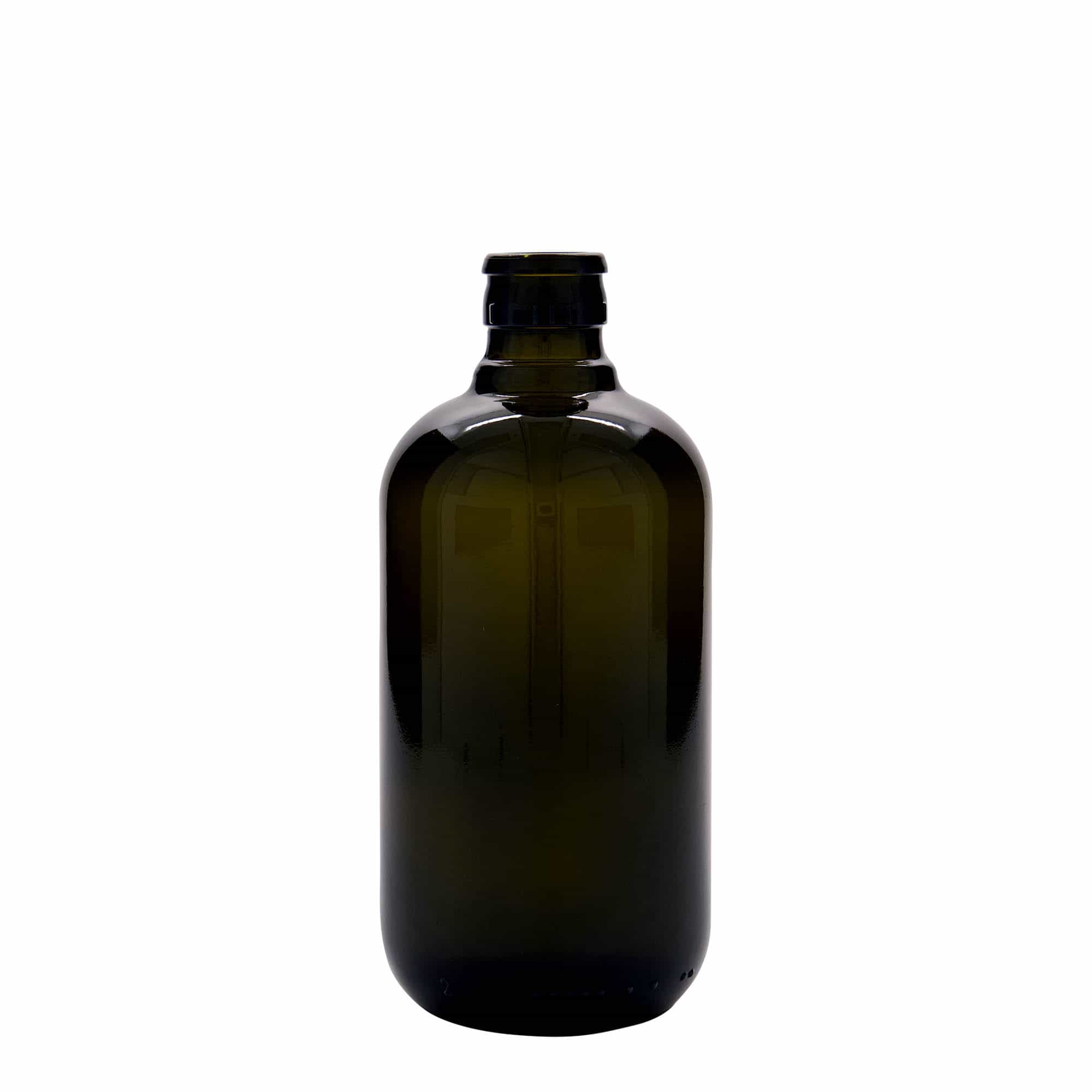 500 ml etikka-/öljypullo 'Biolio', lasi antiikinvihreä, suu: DOP