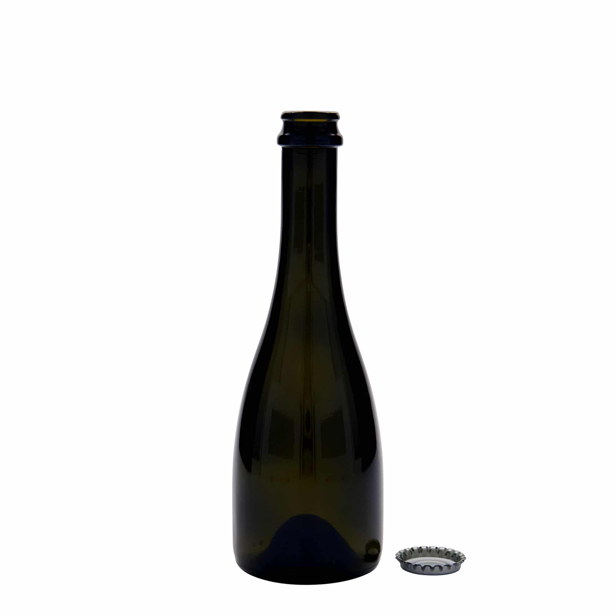 330 ml olut-/sektipullo 'Tosca', lasi, antiikinvihreä, suu: kruunukorkki