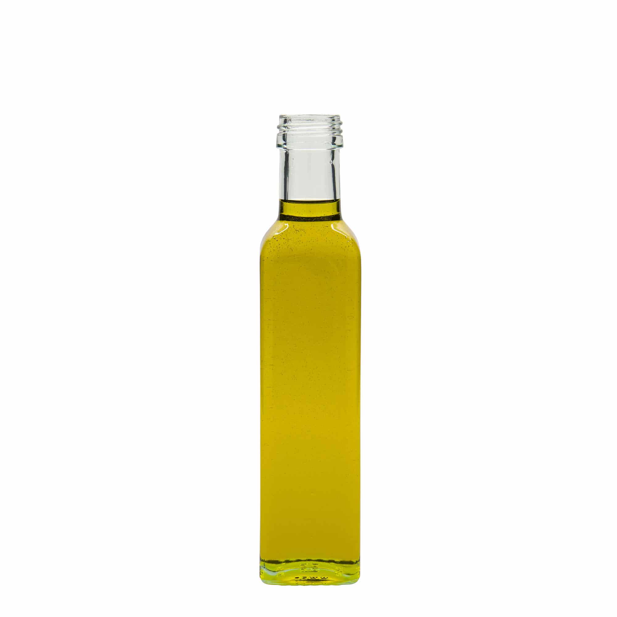 250 ml lasipullo 'Marasca', neliö, suu: PP 31,5