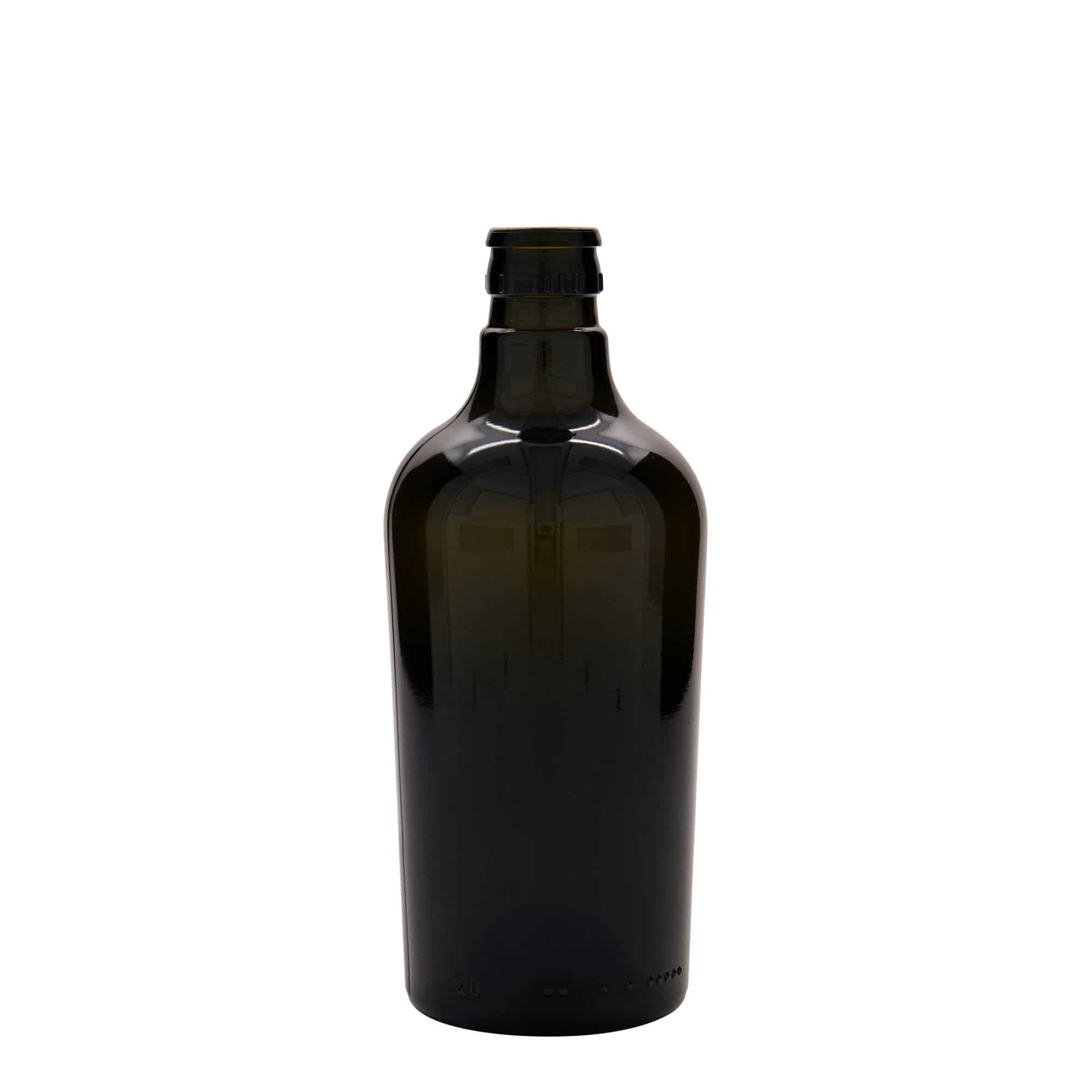 500 ml etikka-/öljypullo 'Oleum', lasi, antiikinvihreä, suu: DOP