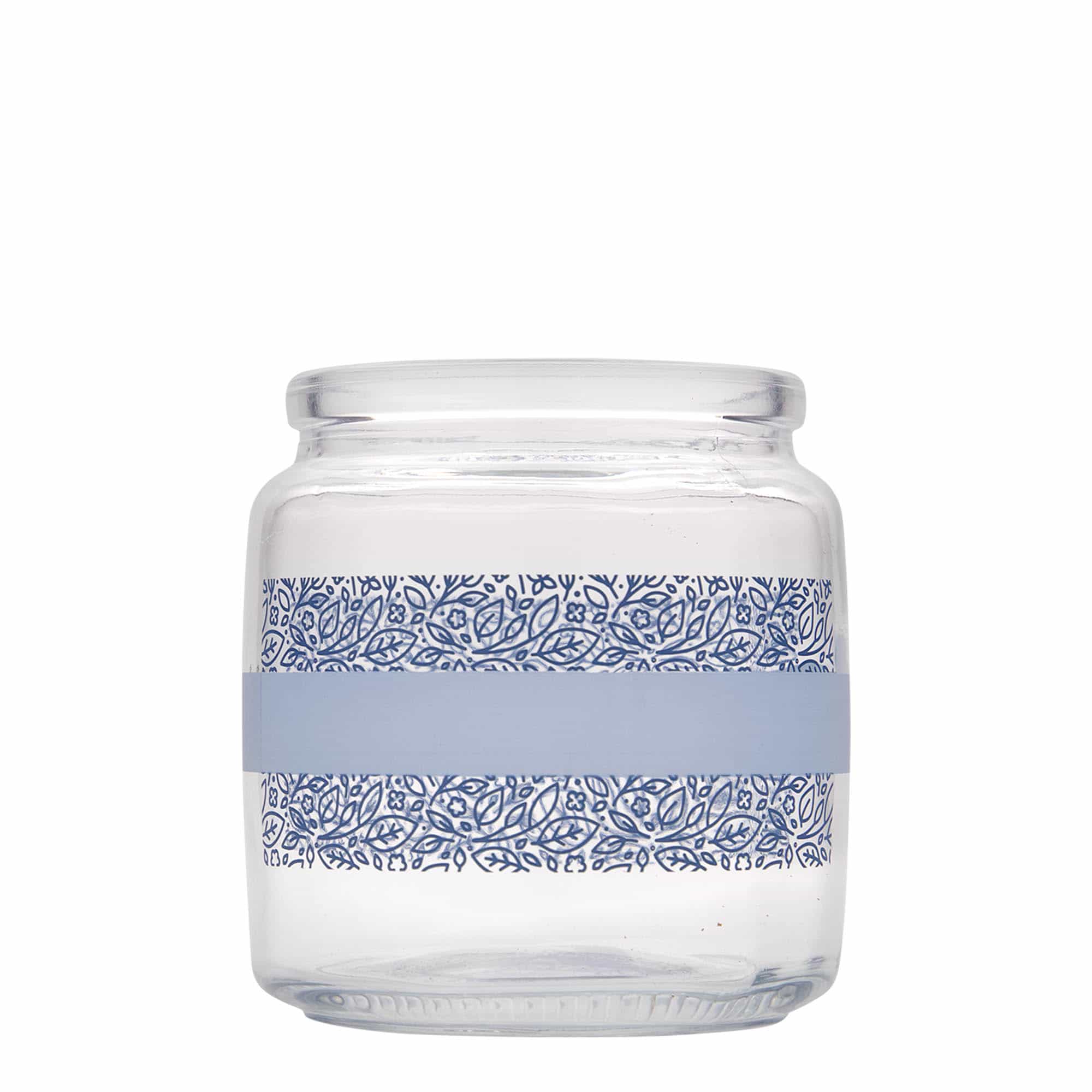 750 ml lasipurkki korkkikannella 'Giara', kuvio: Naturalmente blu, suu: korkki