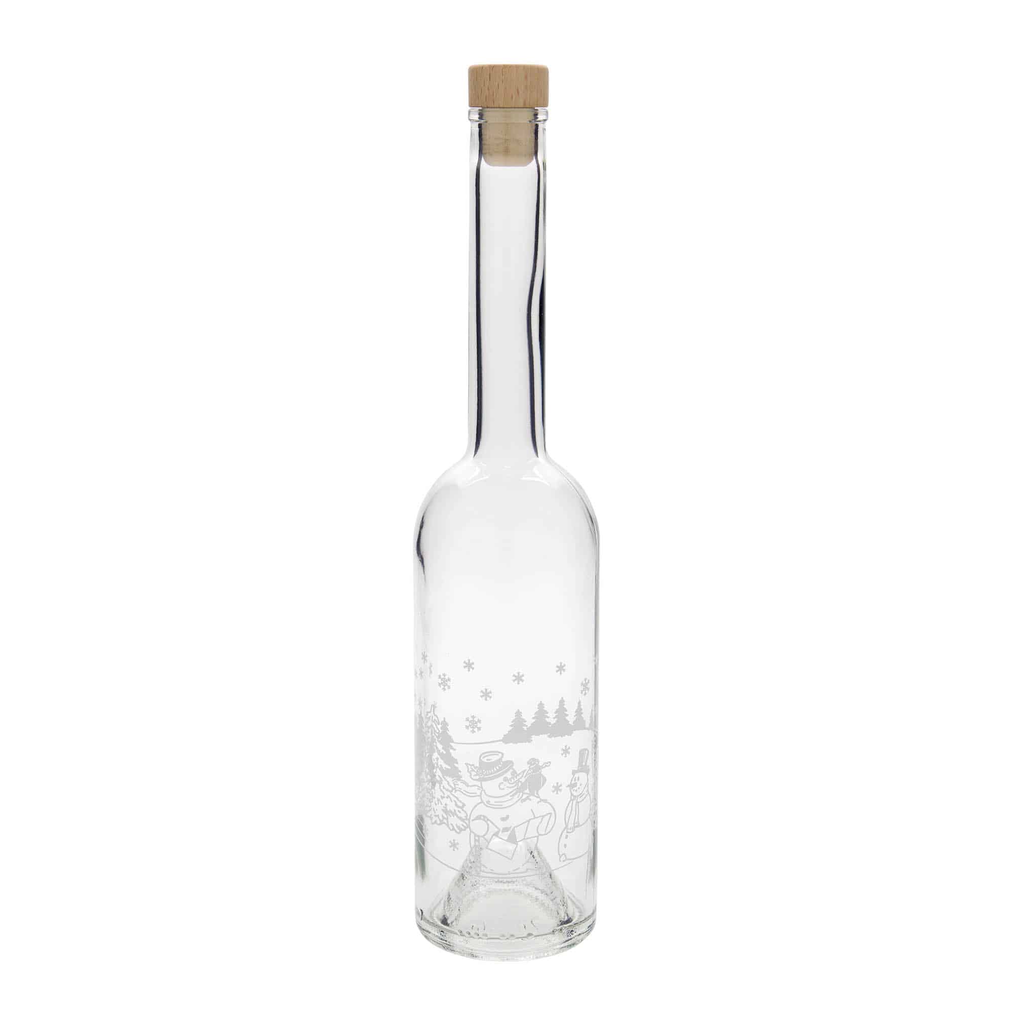 500 ml lasipullo 'Ooppera', kuvio: lumiukkopullo, suu: korkki