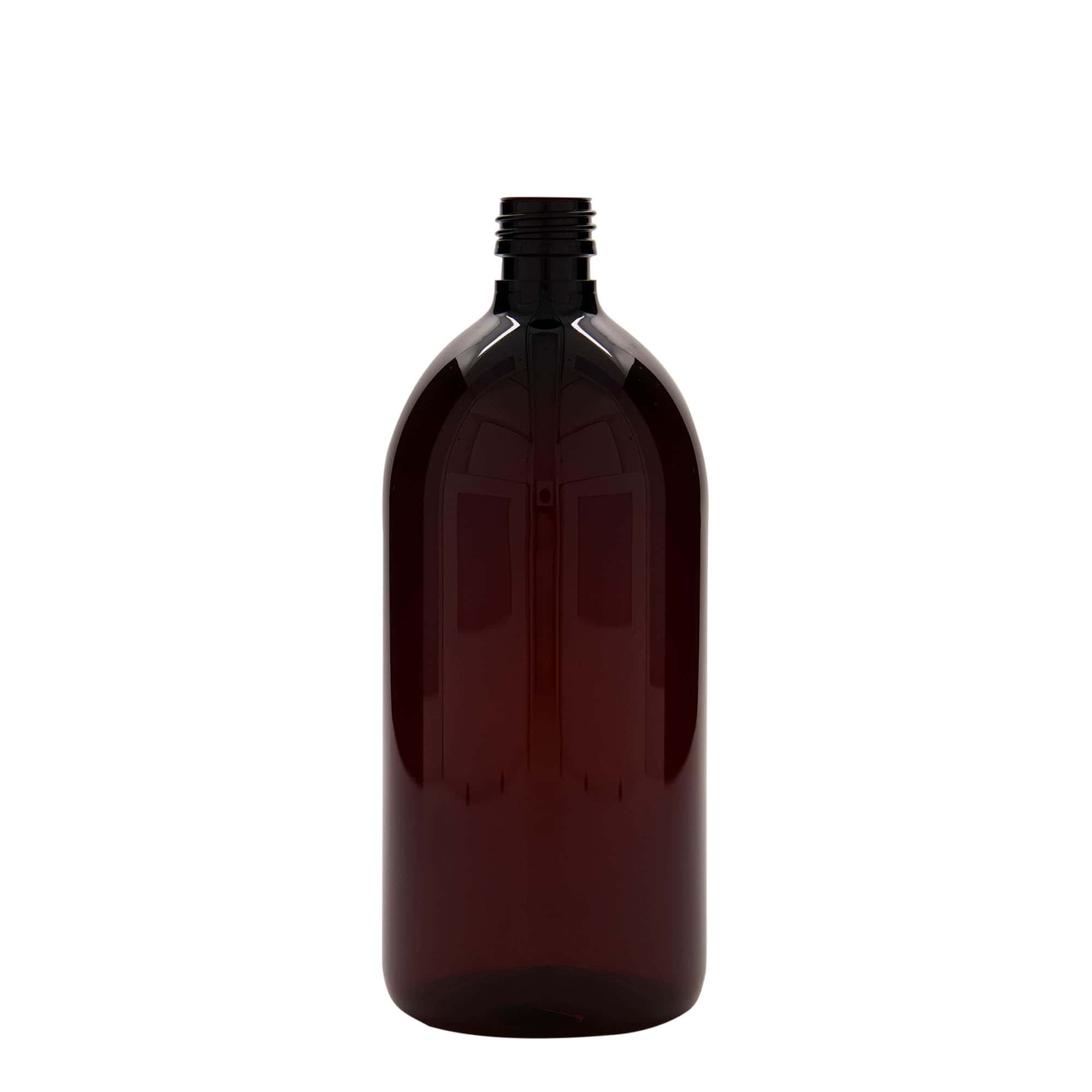 1000 ml PET-lääkepullo, ruskea,muovi, suu: PP 28