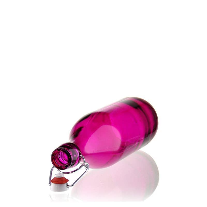 1000 ml lasipullo 'Giara', pinkki, suu: patenttikorkki