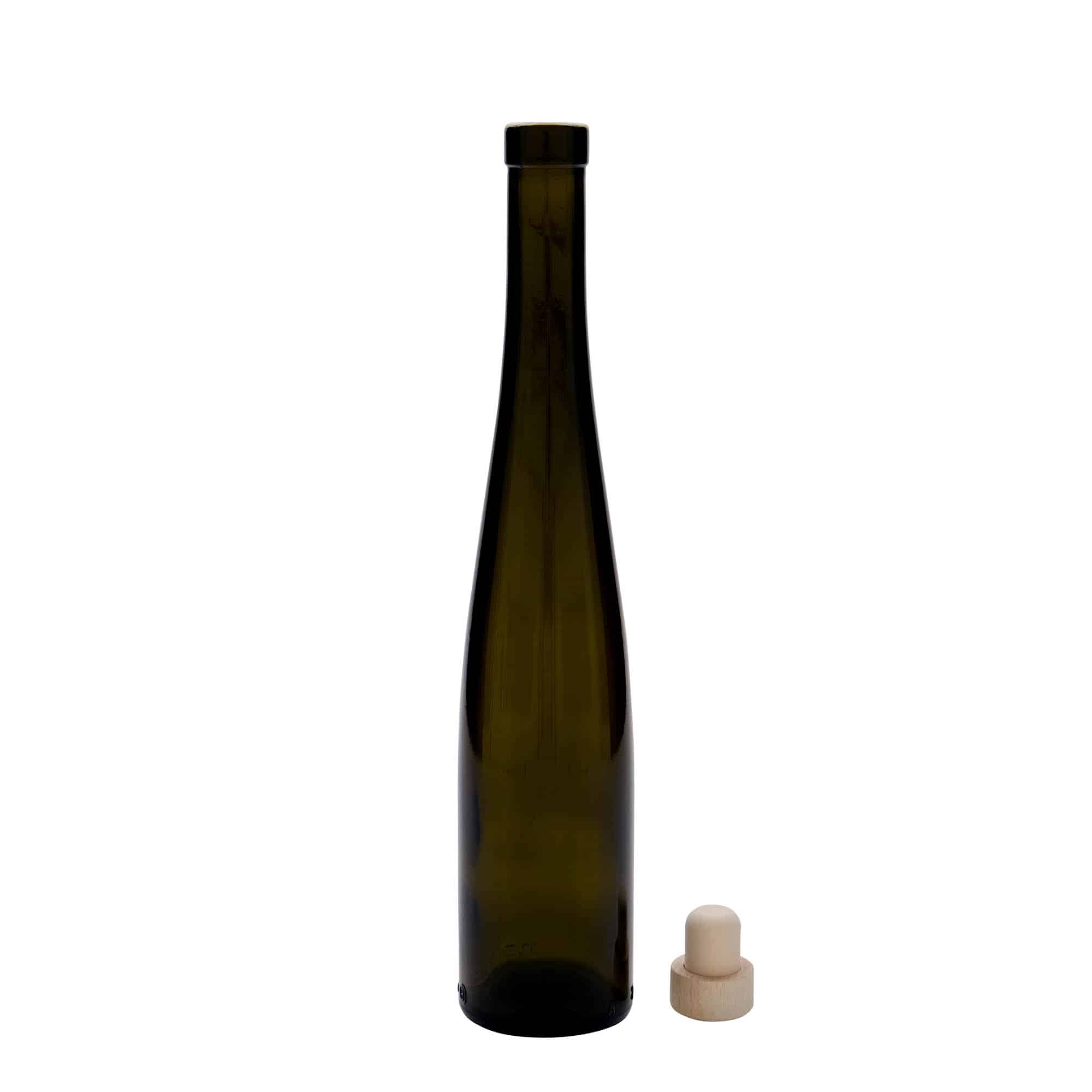 375 ml lasipullo 'Viinipullo', antiikinvihreä, suu: korkki