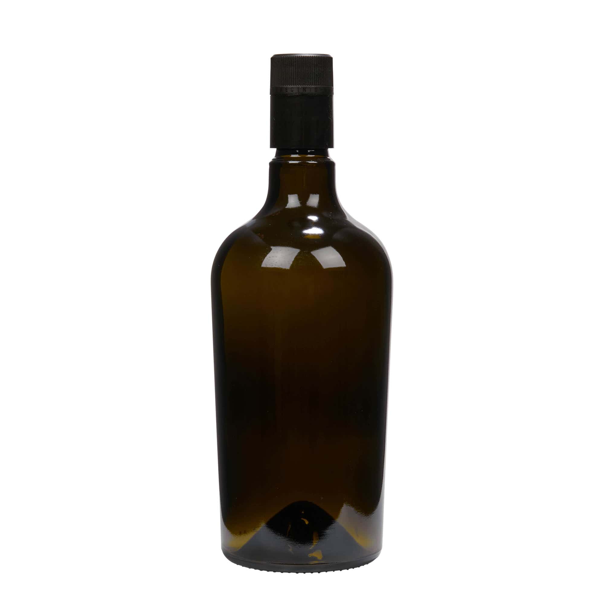 750 ml etikka-/öljypullo 'Oleum', lasi, antiikinvihreä, suu: DOP