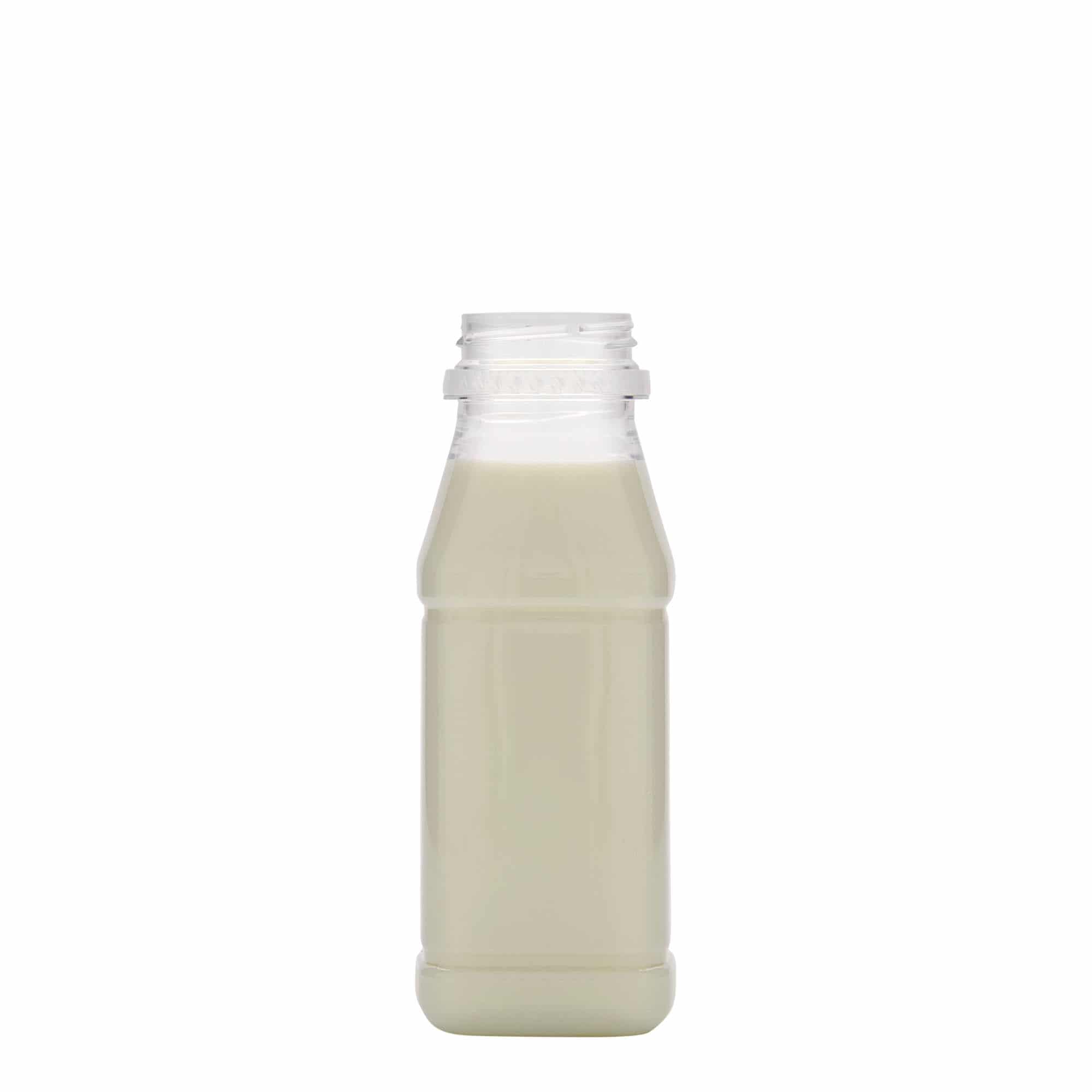 250 ml PET-pullo 'Milk and Juice Carré', neliö, muovi, suu: 38 mm