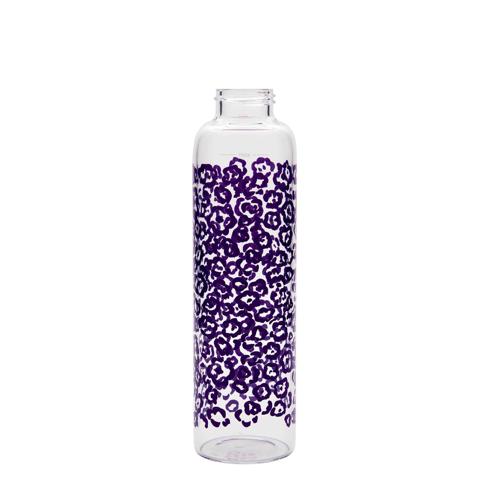 500 ml juomapullo 'Perseus', kuvio: violetit kukat, suu: Kierrekorkki