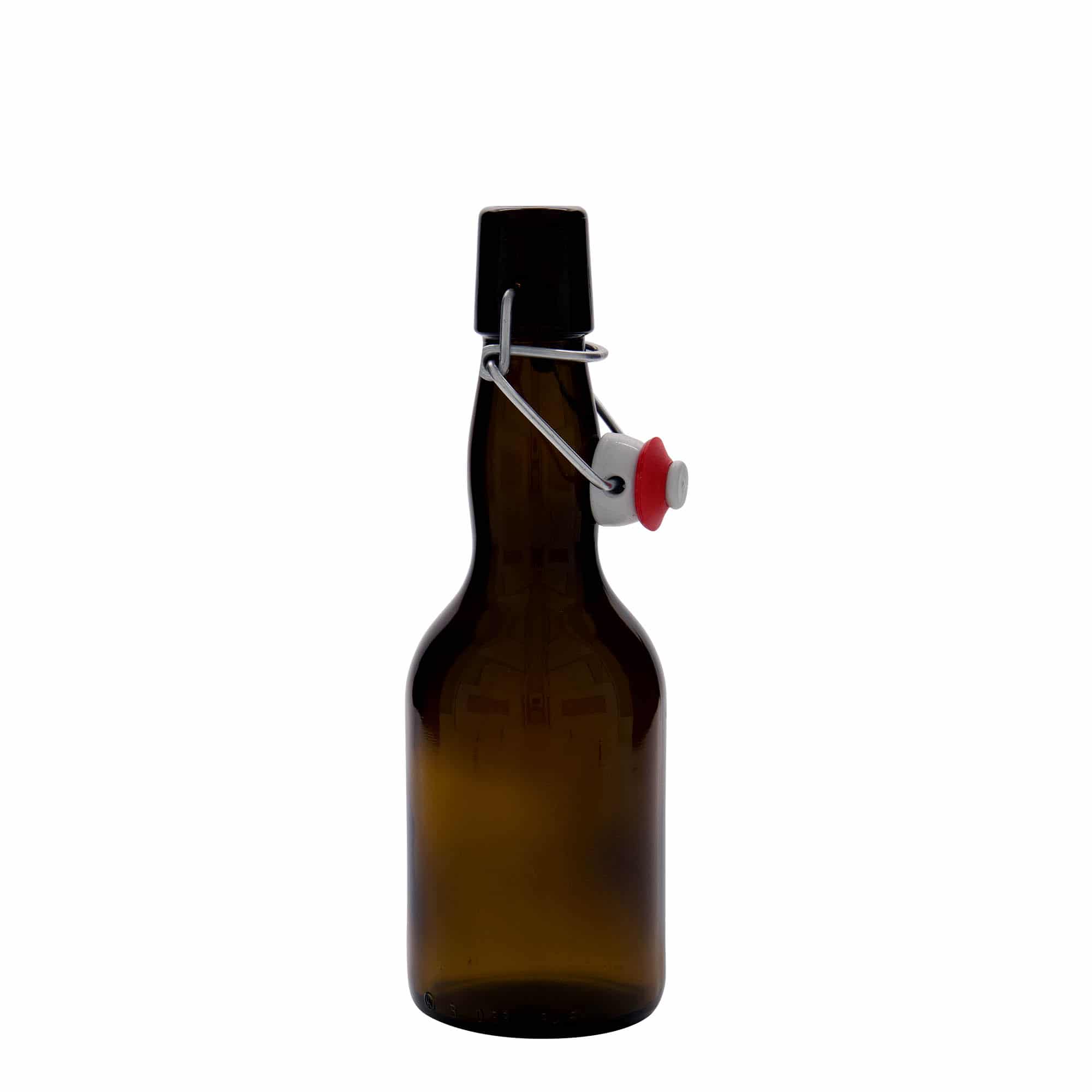 330 ml olutpullo pulleakaul., lasi, ruskea, suu: patenttikorkki