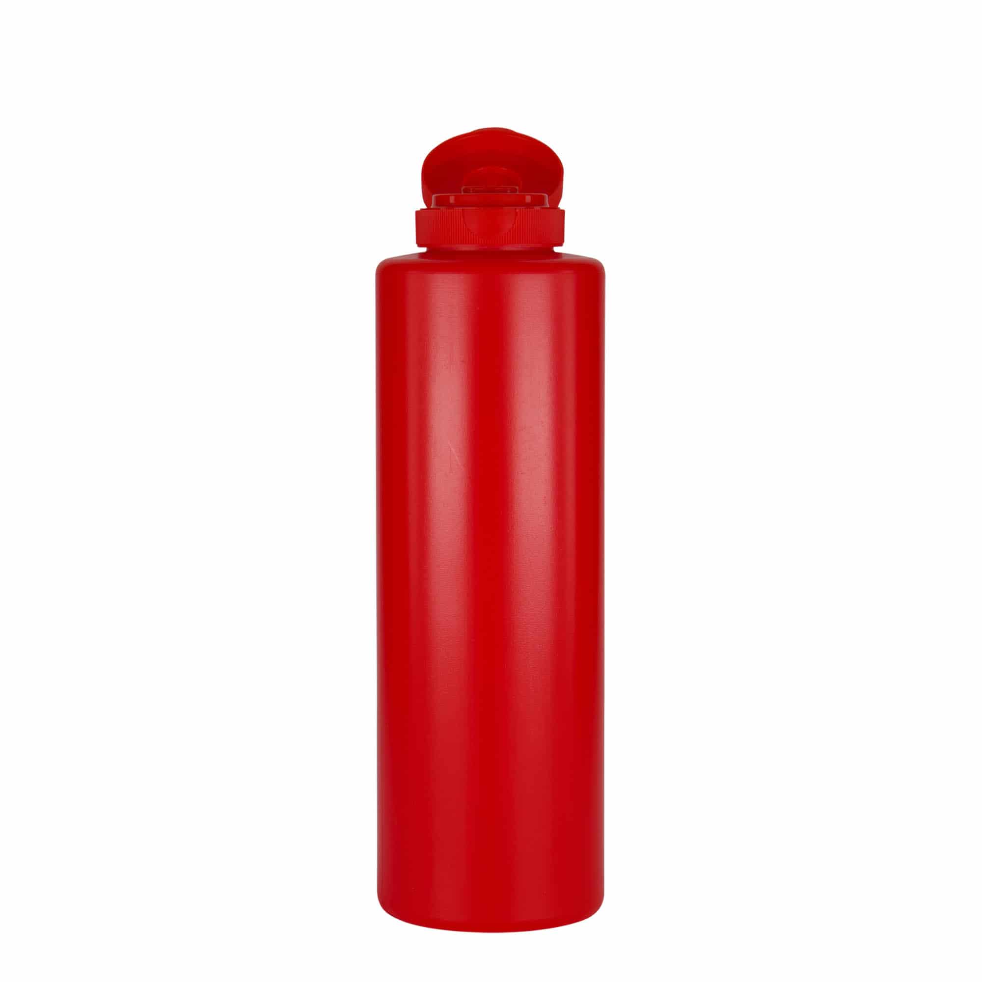 500 ml kastikepullo, LDPE-muovi, punainen, suu: GPI 38/400