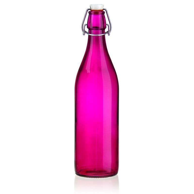 1000 ml lasipullo 'Giara', pinkki, suu: patenttikorkki