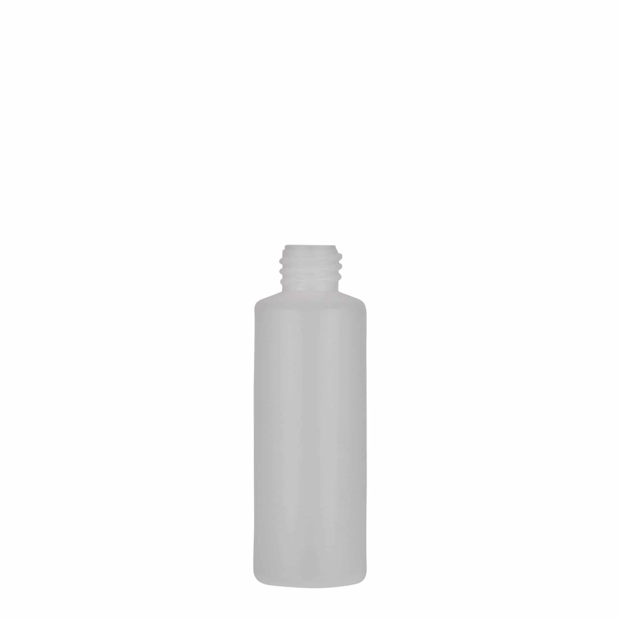 50 ml pyöreä pullo, PE-muovi, natur, suu: Kierrekorkki