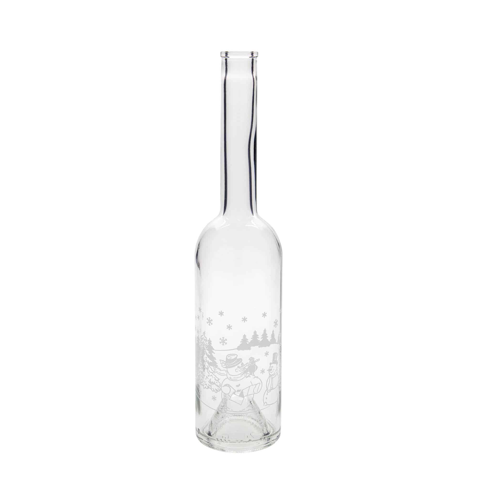500 ml lasipullo 'Ooppera', kuvio: lumiukkopullo, suu: korkki