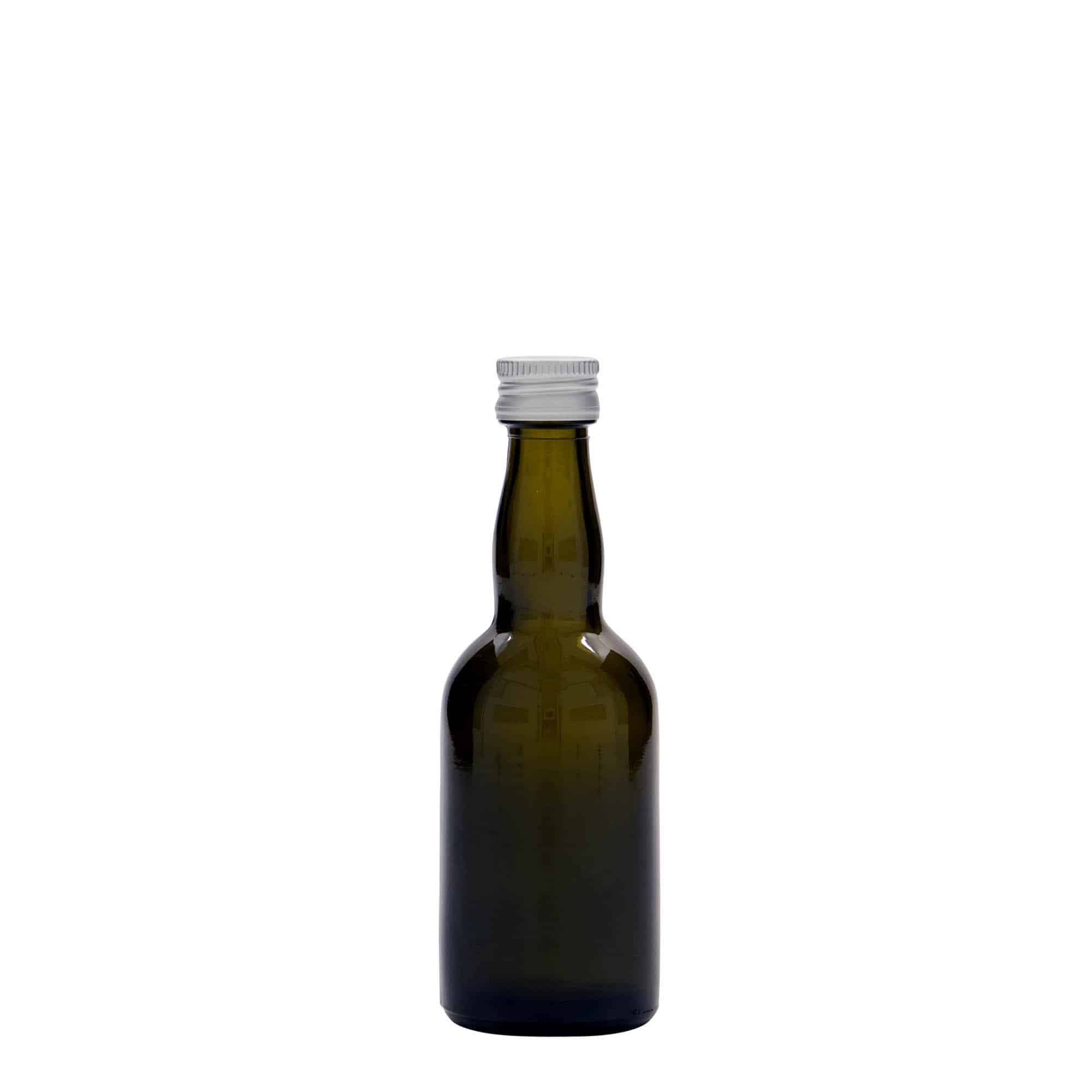 50 ml lasipullo 'Proba', antiikinvihreä, suu: PP 18