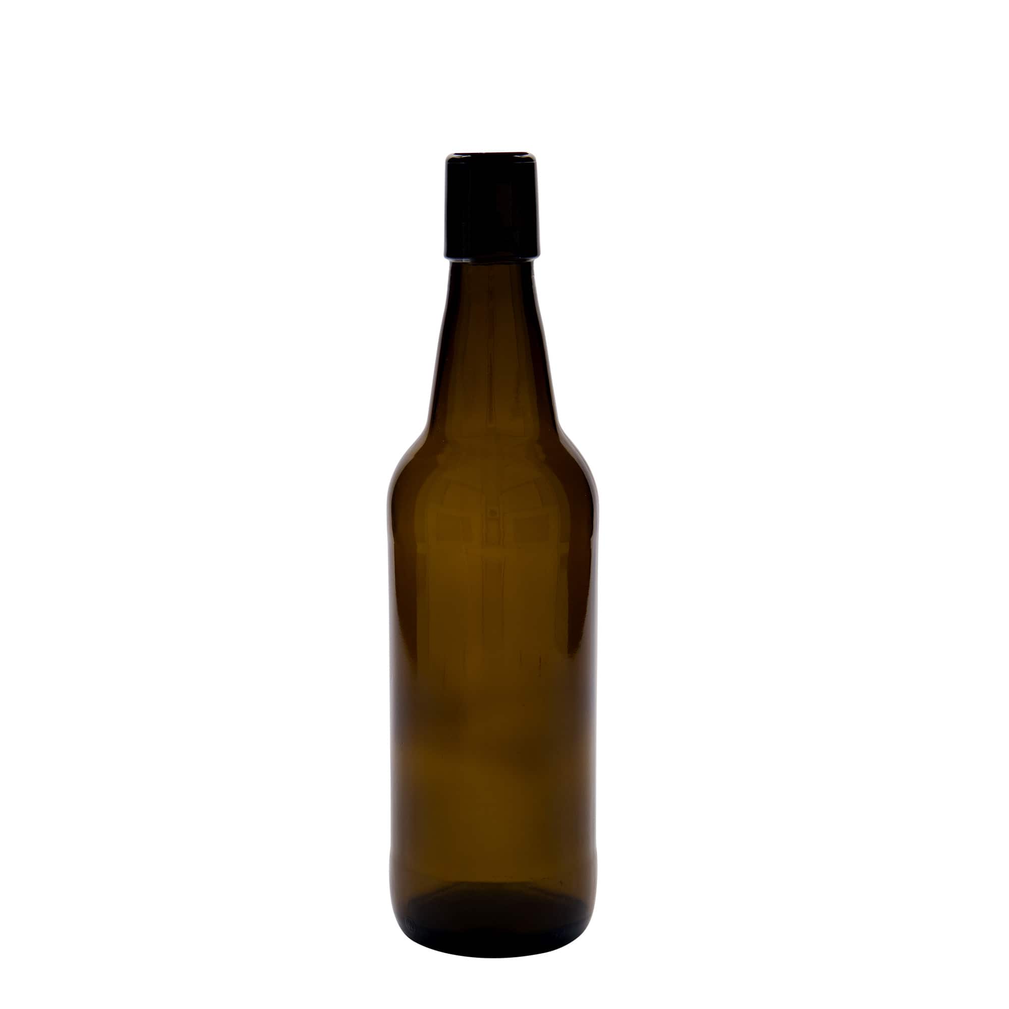 500 ml olutpullo, lasi, ruskea, suu: patenttikorkki