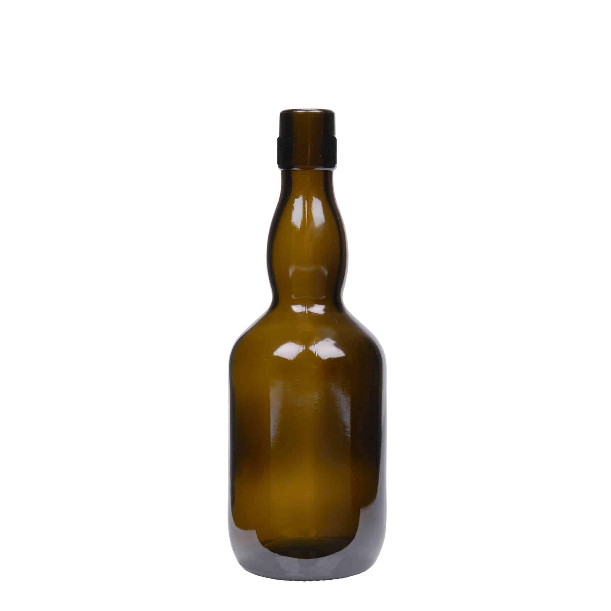500 ml olutpullo pulleakaul., lasi, antiikinvihreä, suu: patenttikorkki