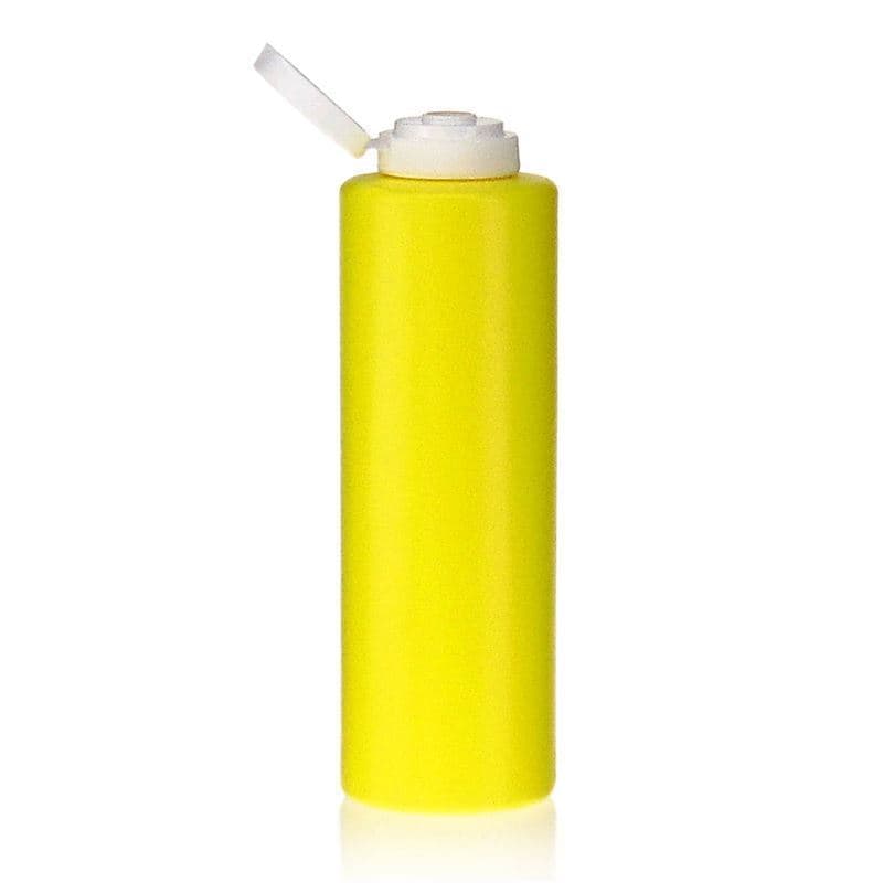 500 ml kastikepullo, LDPE-muovi, keltainen, suu: GPI 38/400