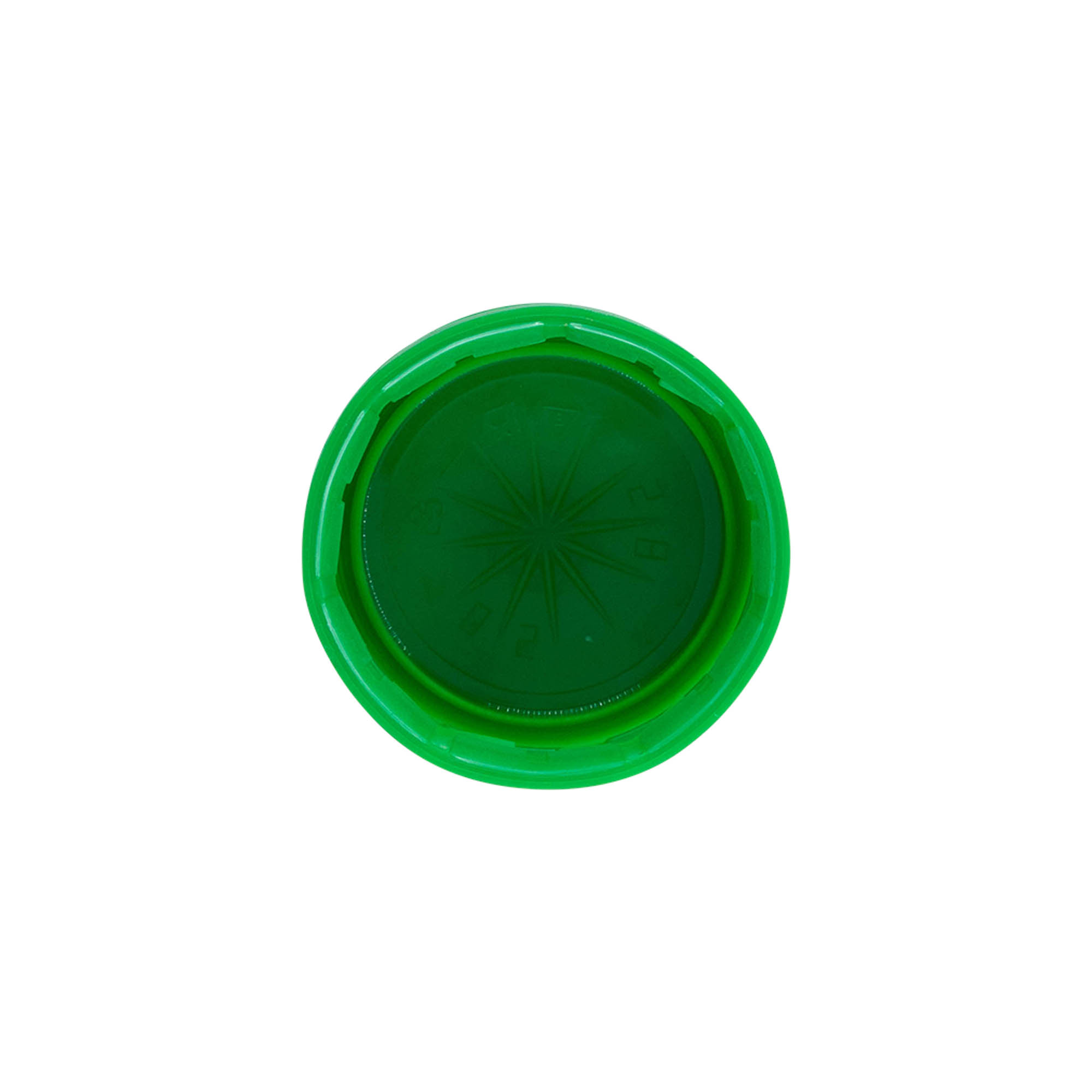 Kierrekorkki kaksoiskierteellä, PE-muovi, vihreä, suu: PET 38 mm